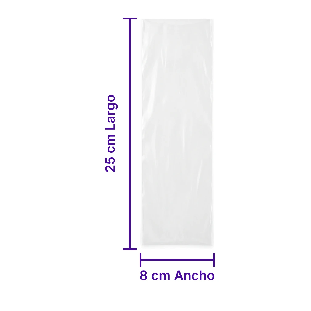 Bolsa Plastico Cortada 8X25 - medidas