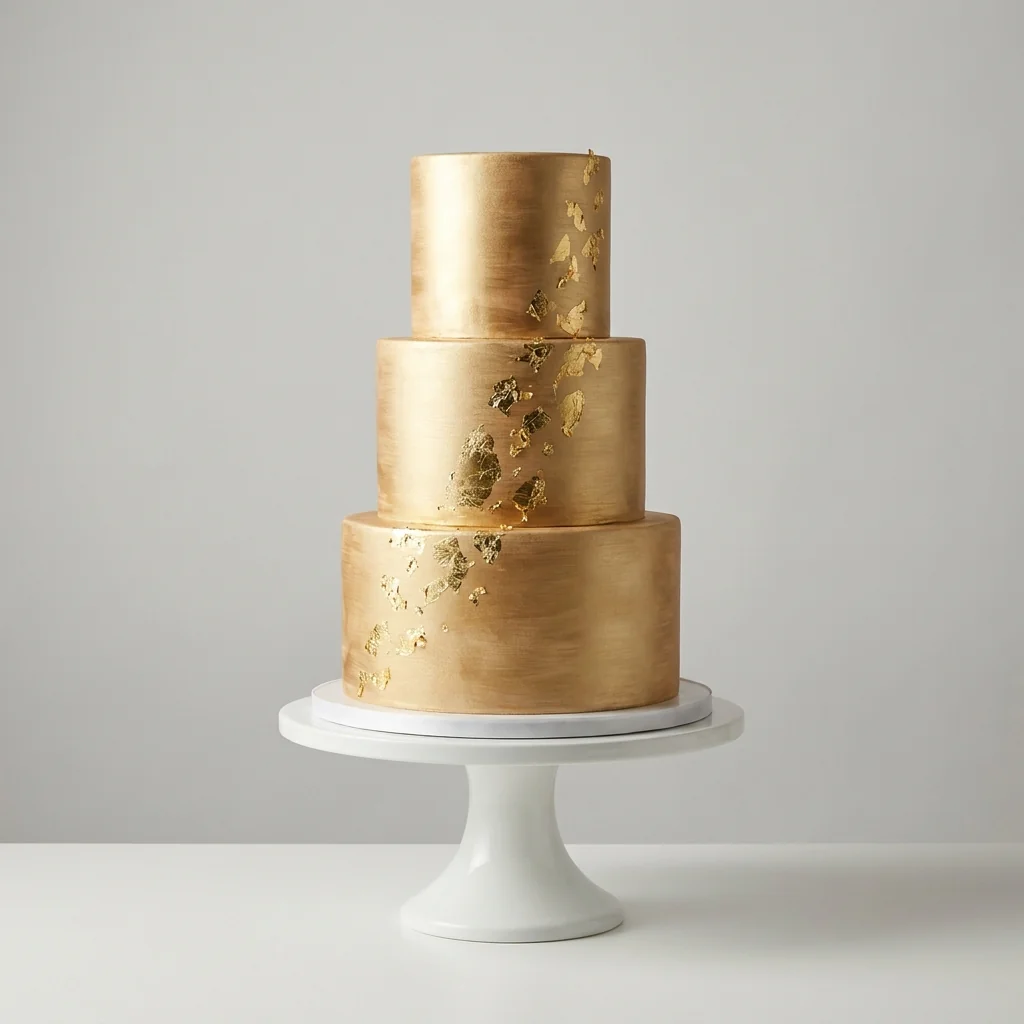 Modo de uso: pastel con acabado dorado