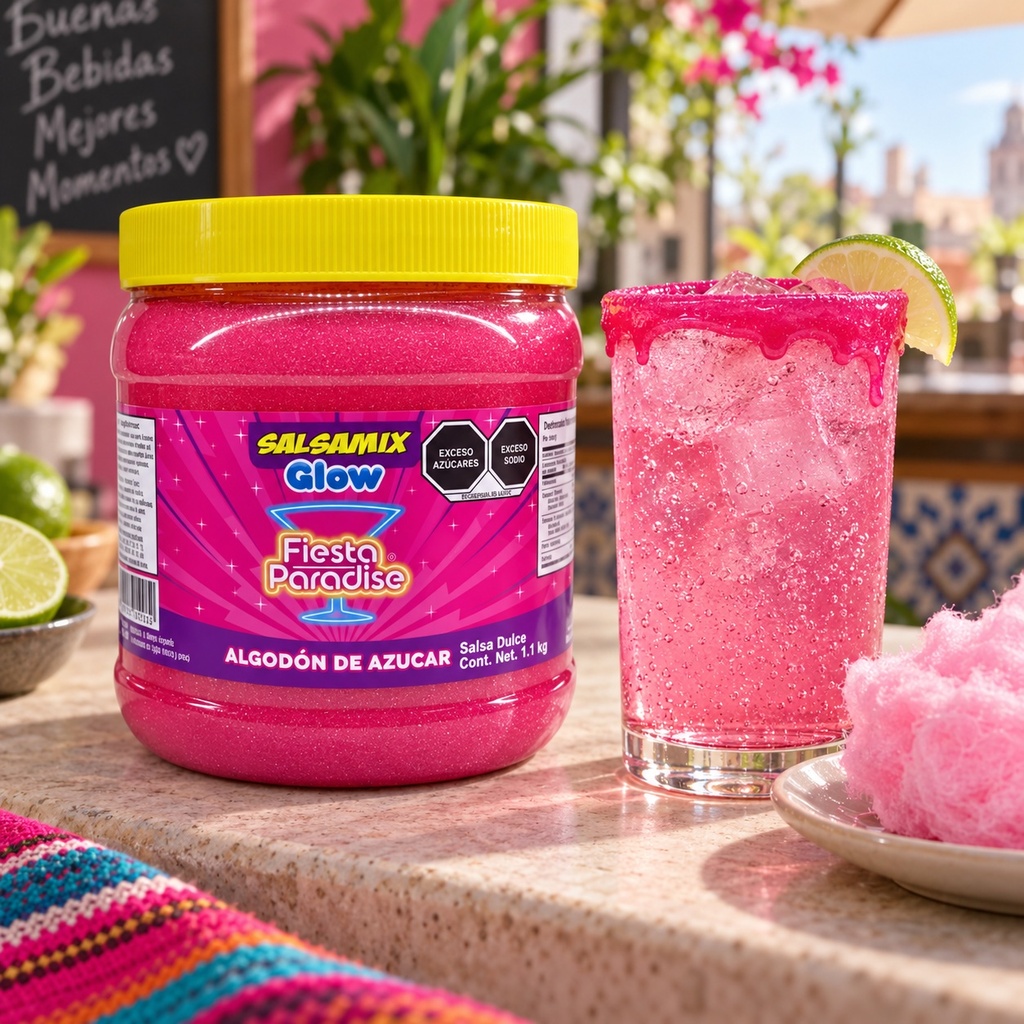 Escarcha para Bebidas Fiesta Paradise Algodón de Azúcar Glow 1.1 Kg | escena