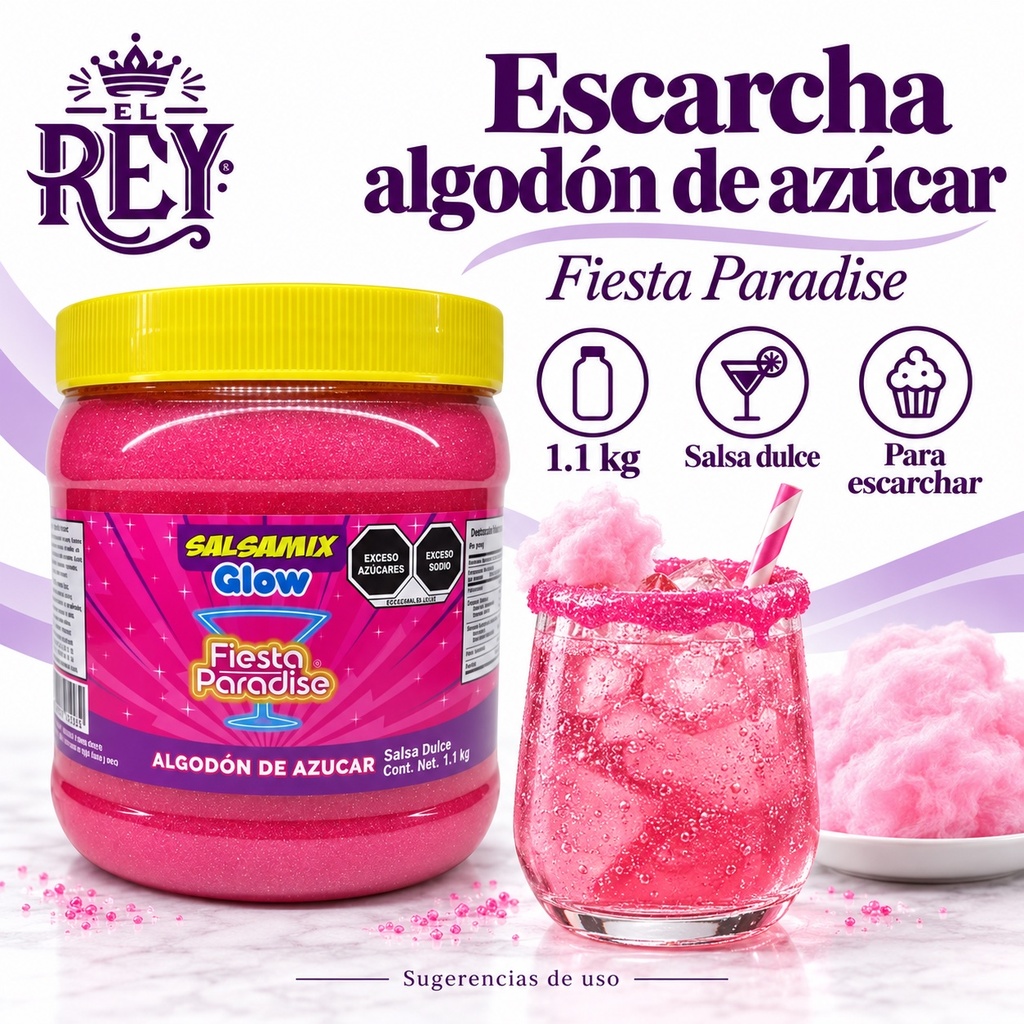 Escarcha para Bebidas Fiesta Paradise Algodón de Azúcar Glow 1.1 Kg | ficha
