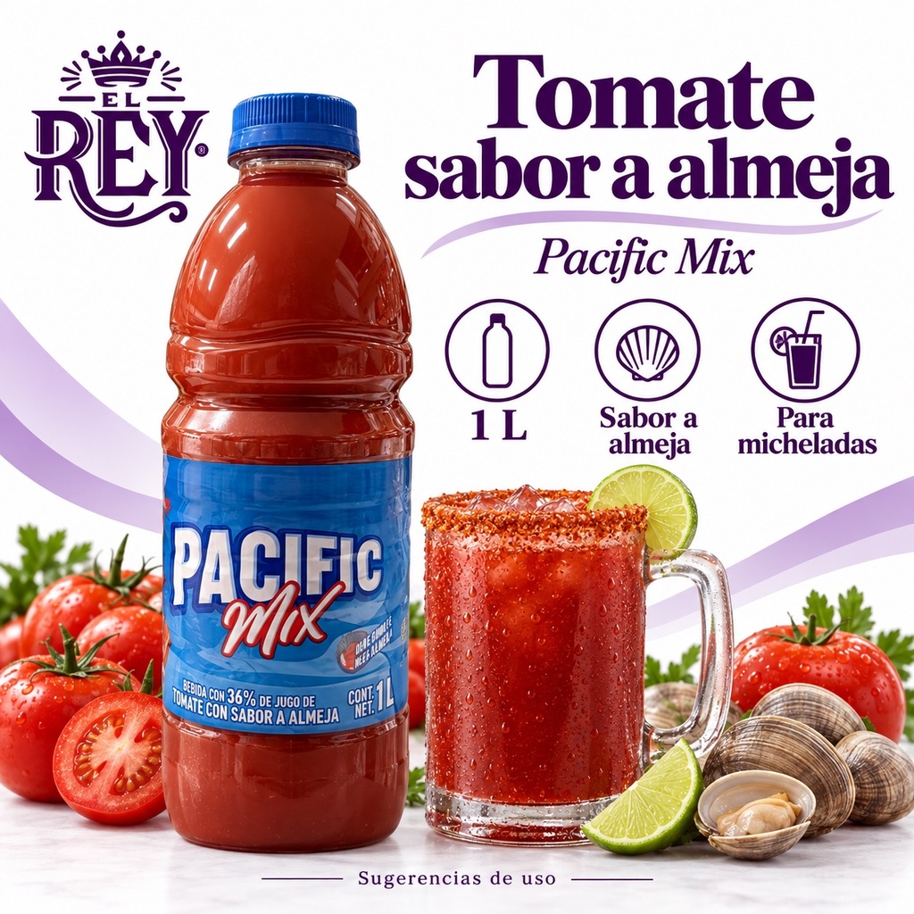 Jugo de Tomate Sabor a Almeja Pacific Mix 1LT | ficha