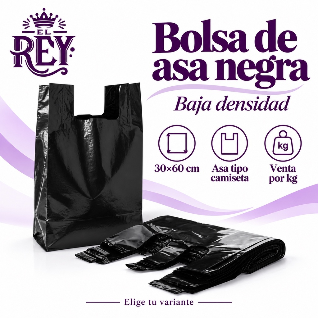 Bolsa Asa Plástico Negra Grande (30X60) (Baja Densidad) | ficha