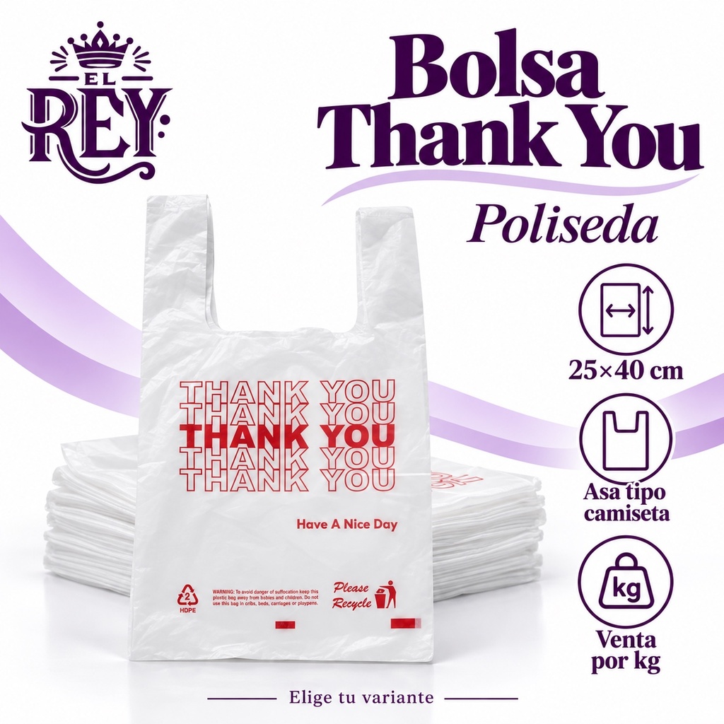 Bolsa Asa Thank You Poliseda Chica 25X40 | ficha