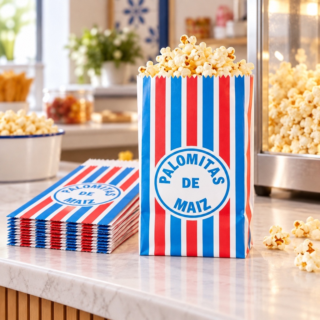 Bolsa de Papel #1 Rayada para Palomita 100PZ | escena