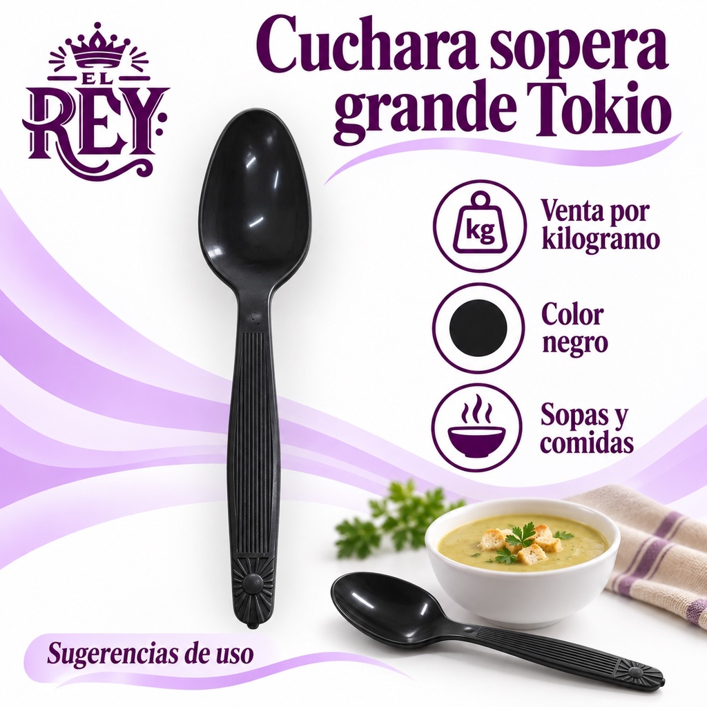 Cuchara sopera grande Tokio | Negro | ficha