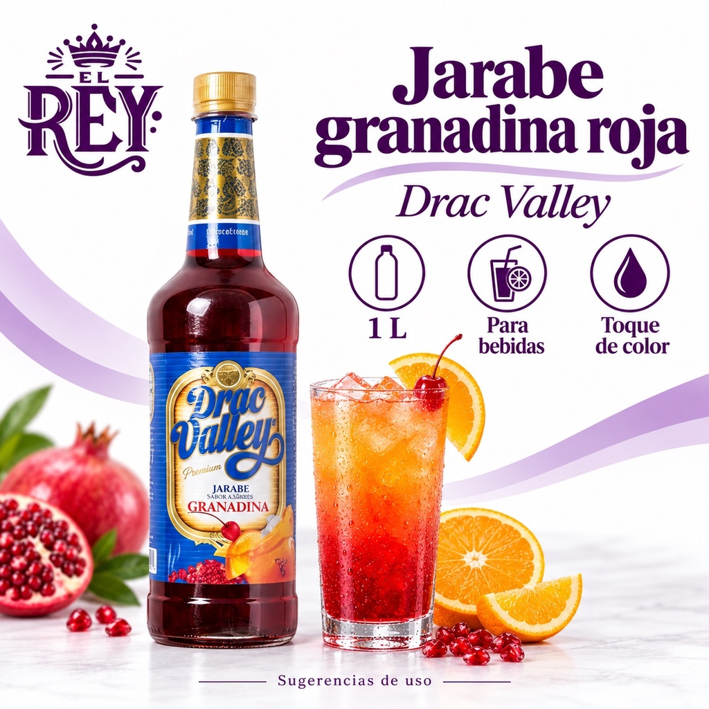Jarabe Endulzante Granadina Roja Drac Valley 1LT | ficha