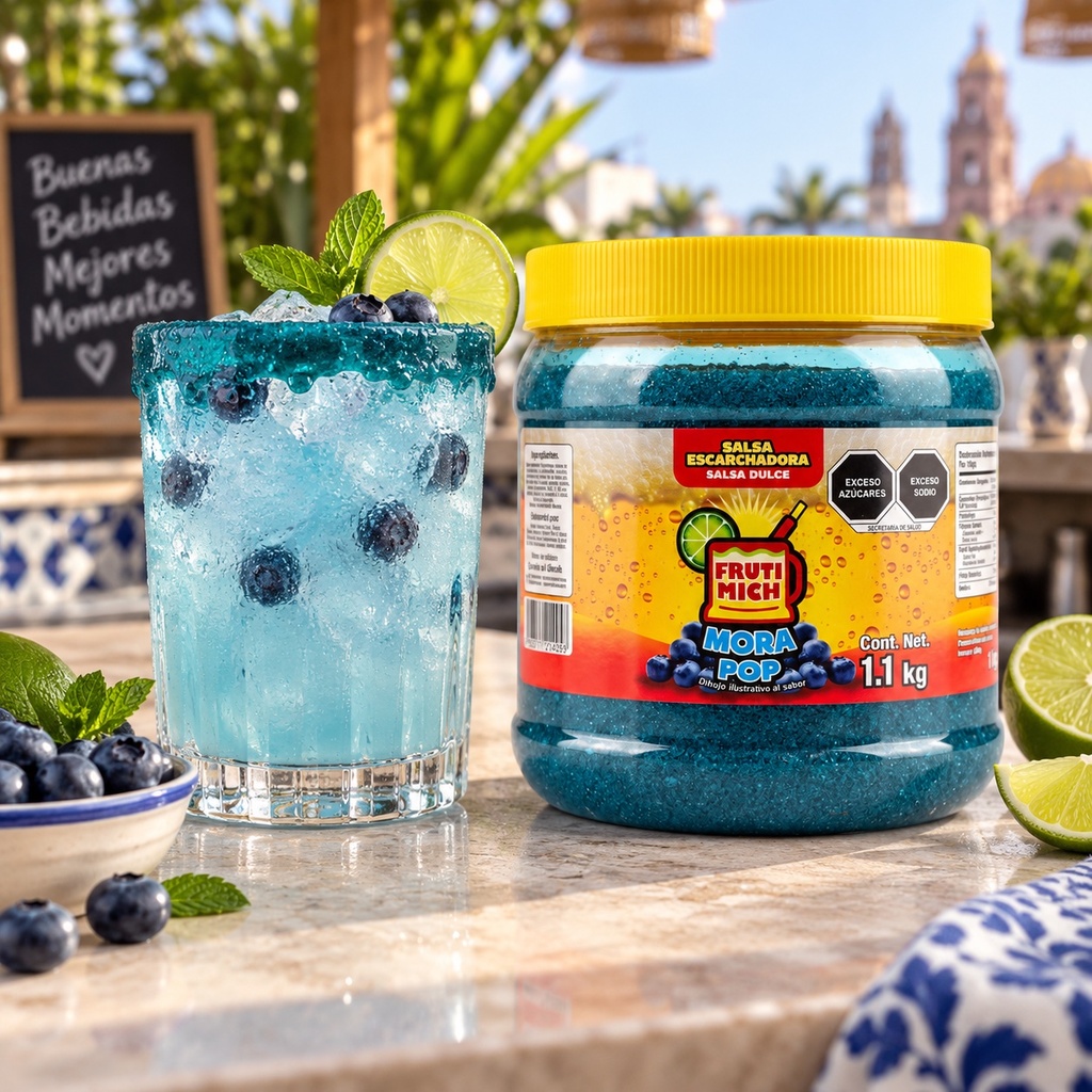 Escarcha para Bebidas Fruti Mich Mora Azul 1.1KG | escena