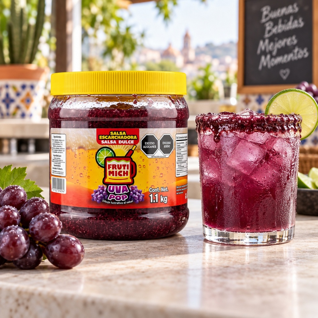 Escarcha para Bebidas Fruti Mich Uva Pop 1.1KG | escena