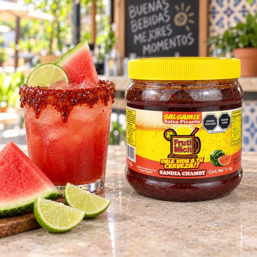 Escarcha para Bebidas Fruti Mich Sandía Chamoy 1.1KG | escena
