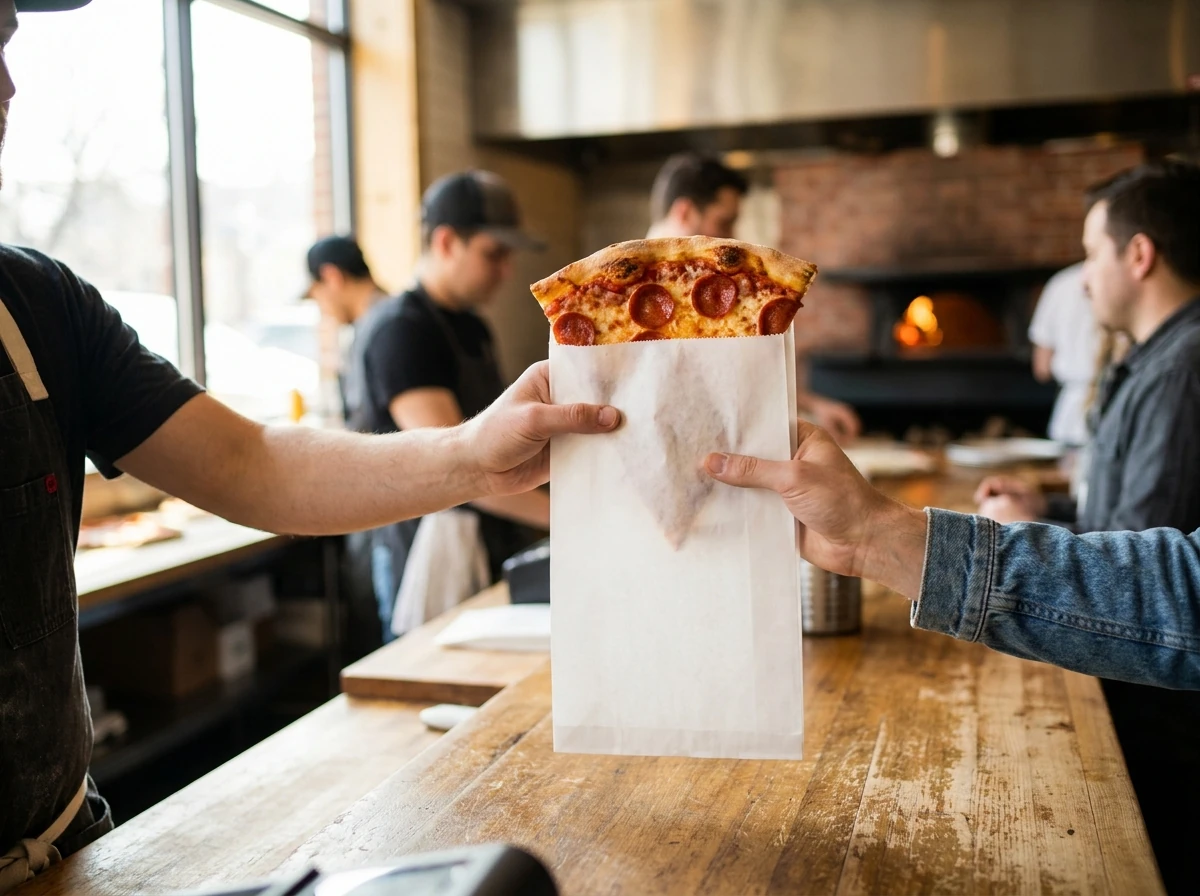 Bolsa pizza 12x17 - entrega en mostrador de pizzeria