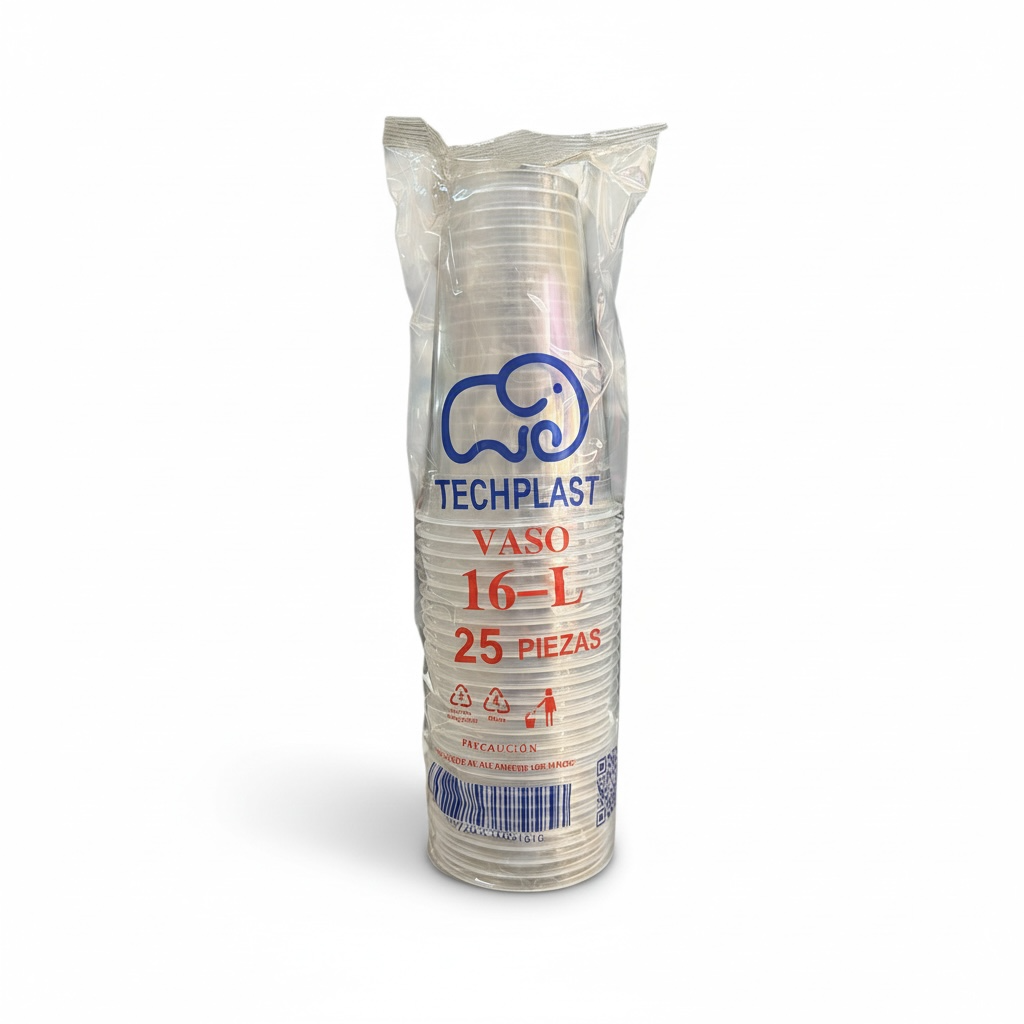 [INTTP07203636091616] VASO PLÁSTICO 16L (LISO) ECONÓMICO TECHPLAST C/25u