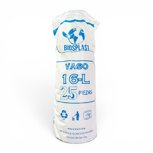 [VP1L-1150] Vaso Plástico 16L (Liso) Bioplast C/25u
