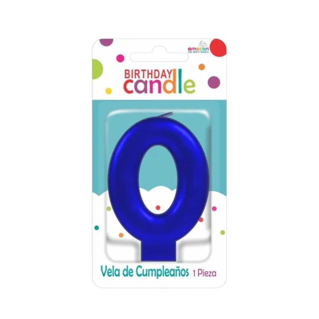 [INTSINSIN43320] VELA DE NÚMERO 0 AZUL METÁLICO AMSCAN