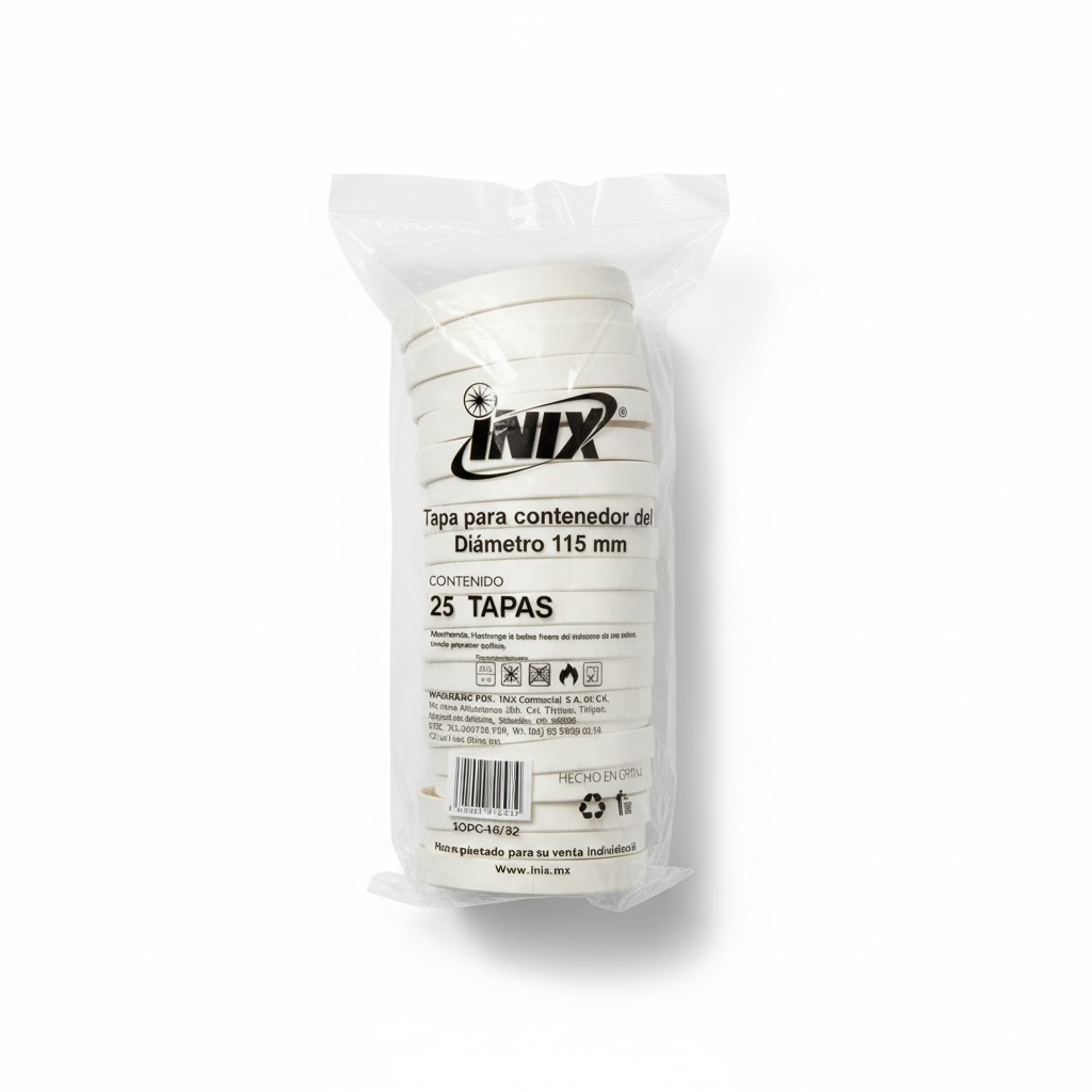 TAPA ENVASE PAPEL 16oz/32oz INIX 25PZ