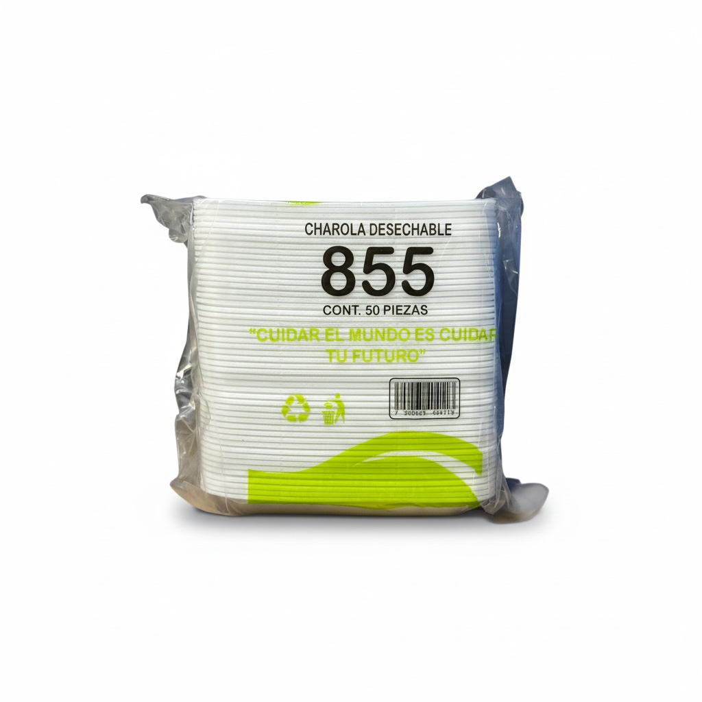 CHAROLA UNICEL 855 ECONÓMICA BIOPLAST 50PZ