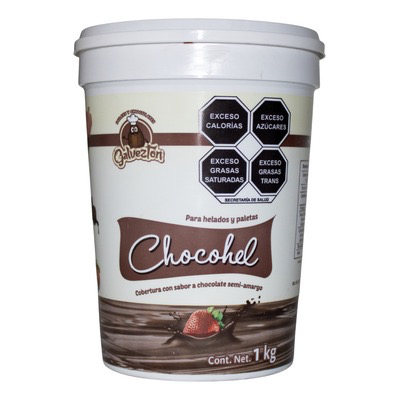BOTE COBERTURA PARA HELADOS SABOR CHOCOLATE CHOCOHEL 1KG