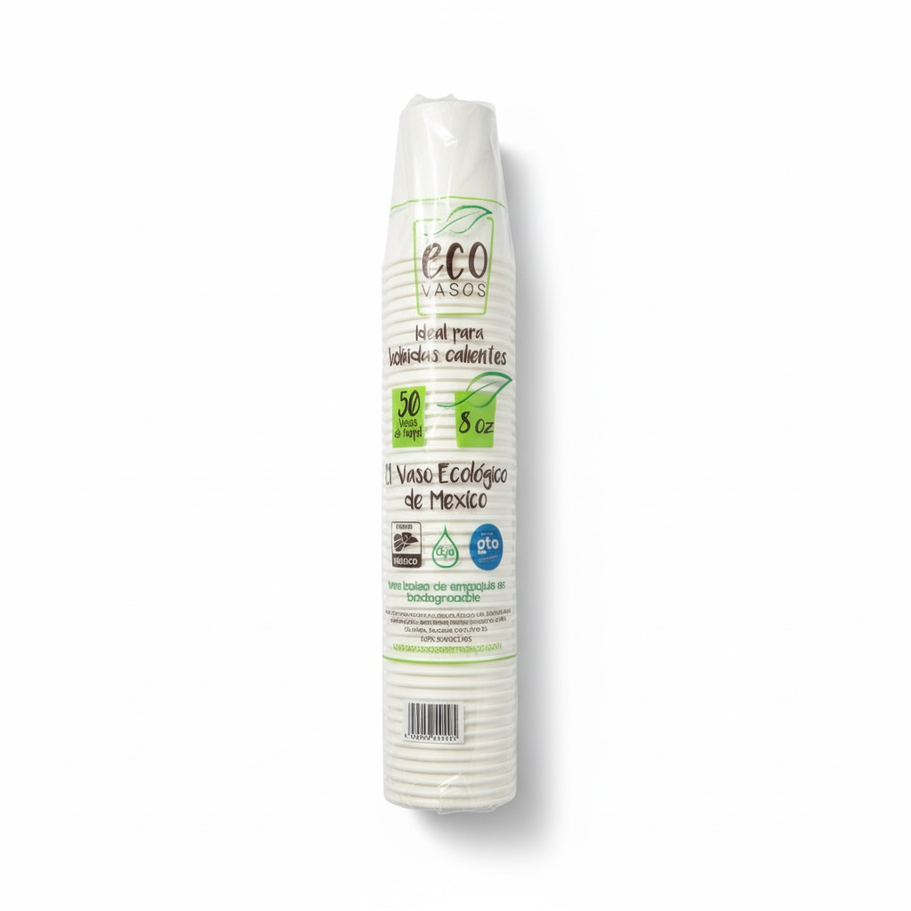 [VAS-0005] VASO DE PAPEL 8oz BEBIDA CALIENTE ECO VASO C/50u