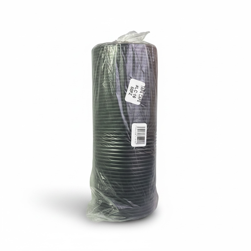 [TAP-0013] TAPA NEGRA 16oz (LC16) CAPUCHINO PARA VASO DE PAPEL C/50u