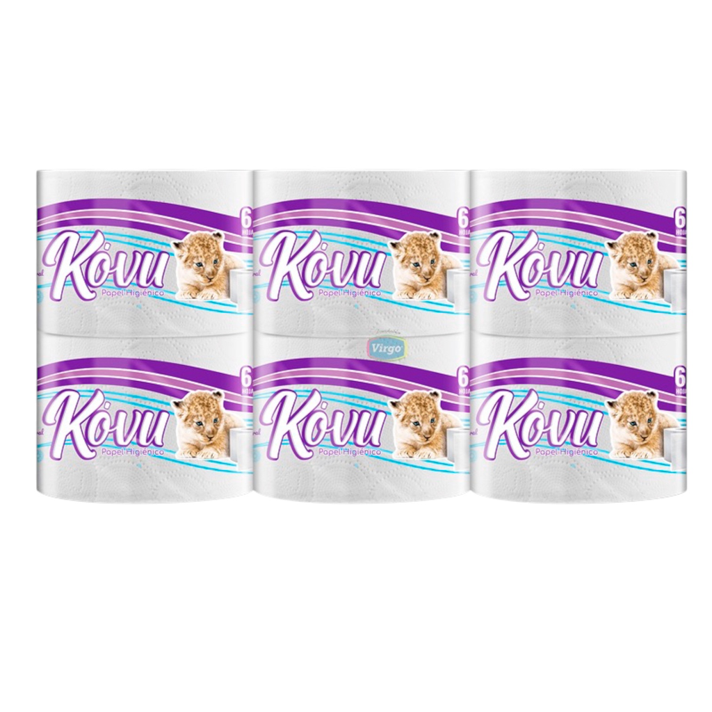 PAPEL HIGIENICO KOVU 600 HOJAS C/ 6 ROLLOS