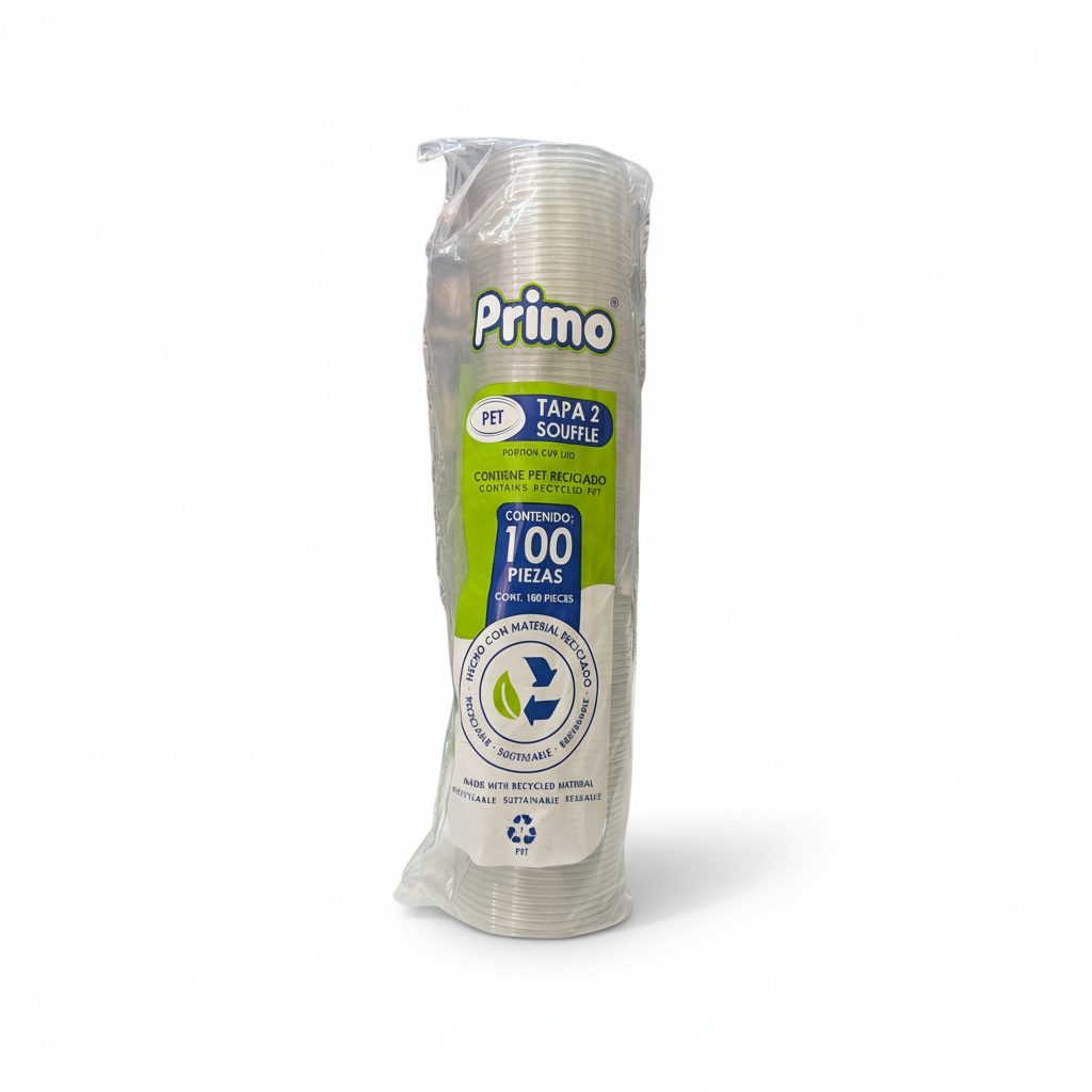 TAPA PET PARA VASO SOUFFLE 2oz PRIMO C/100u