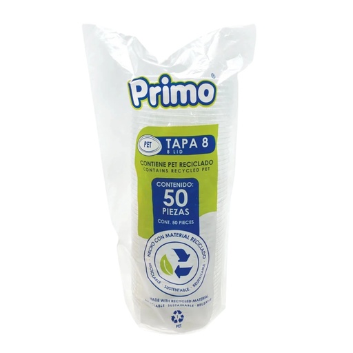 [TPV8-1071] Tapa Vaso 8oz PET Primo C/50u