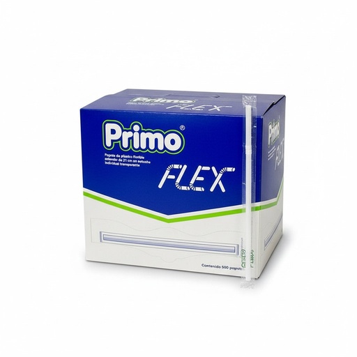 [PEFP-0911] Popote Estuchado Flexible Primo 21CM C/500u
