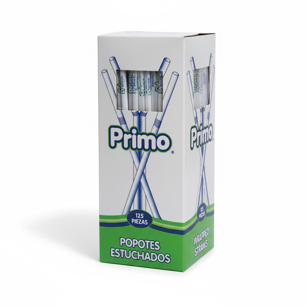 Popote Estuchado Flexible Primo  C/125u