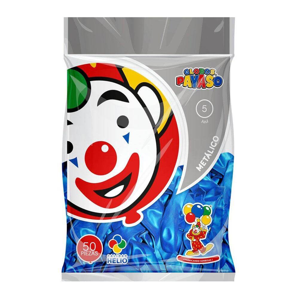 [GLO-0009] GLOBO DECORATOR 9" COLOR AZUL MÉTALICO EL PAYASO C/50u