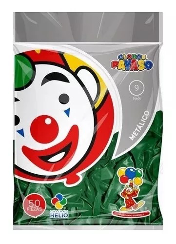 GLOBO DECORATOR 9" COLOR VERDE MÉTALICO EL PAYASO C/50u