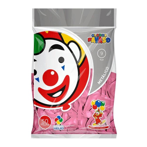 GLOBO DECORATOR 9" COLOR ROSA METÁLICO EL PAYASO C/50u