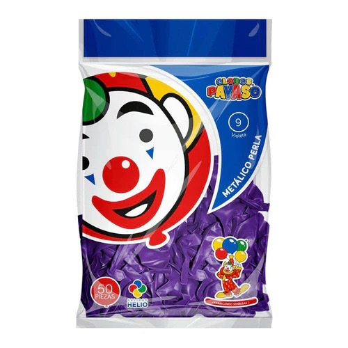 GLOBO DECORATOR 9" COLOR MORADO MÉTALICO EL PAYASO C/50u