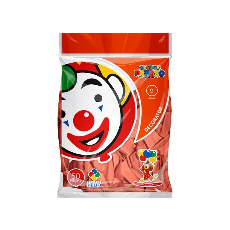 GLOBO DECORATOR 9" COLOR SALMÓN EL PAYASO C/50u
