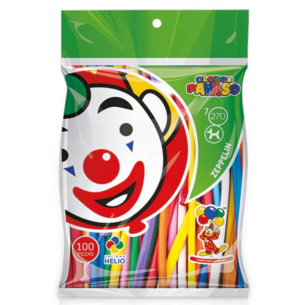 GLOBO ZEPELIN #270 SURTIDO PAYASO C/100u