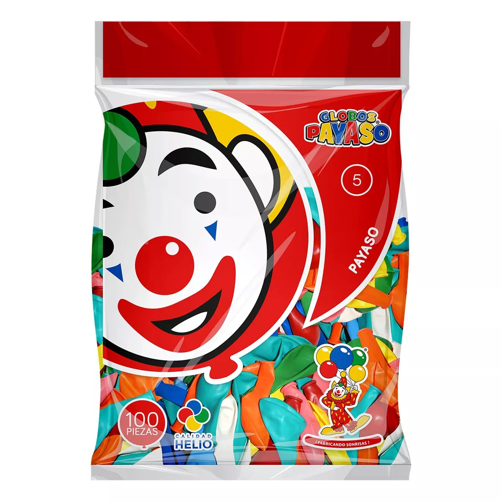 GLOBO DECORATOR 5" SURTIDO EL PAYASO C/100u