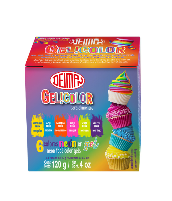 CAJILLA COLORANTES EN GEL GELICOLOR MULTICOLOR NEON C/6 COLORES
