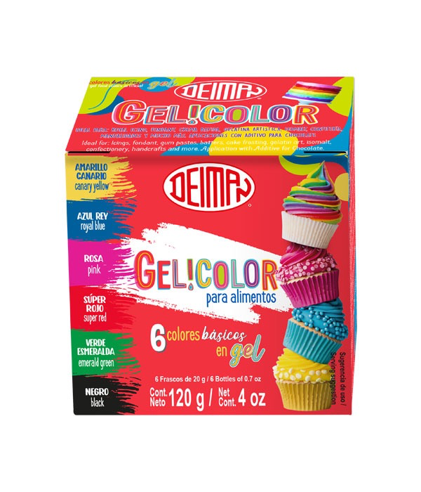 CAJILLA COLORANTES EN GEL GELICOLOR MULTICOLOR DEIMAN C/6 COLORES