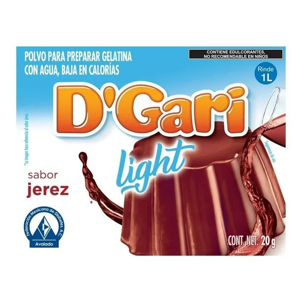 Polvo para Preparar Gelatina D´gari sin Azúcar Sabor Jerez de Agua  20gr