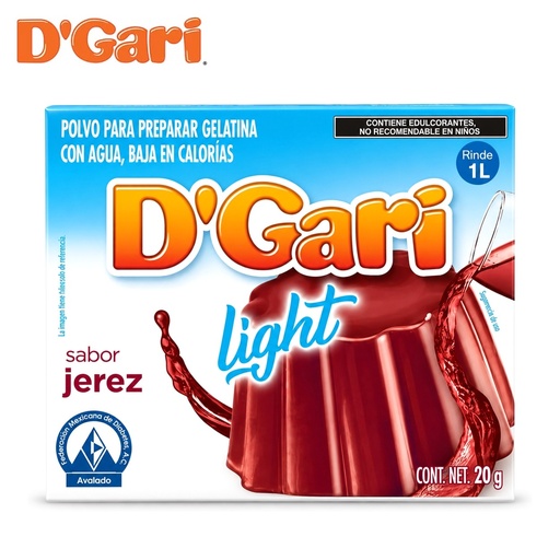 [POL-0038] Polvo para Preparar Gelatina D´gari sin Azúcar Sabor Jerez de Agua  20gr