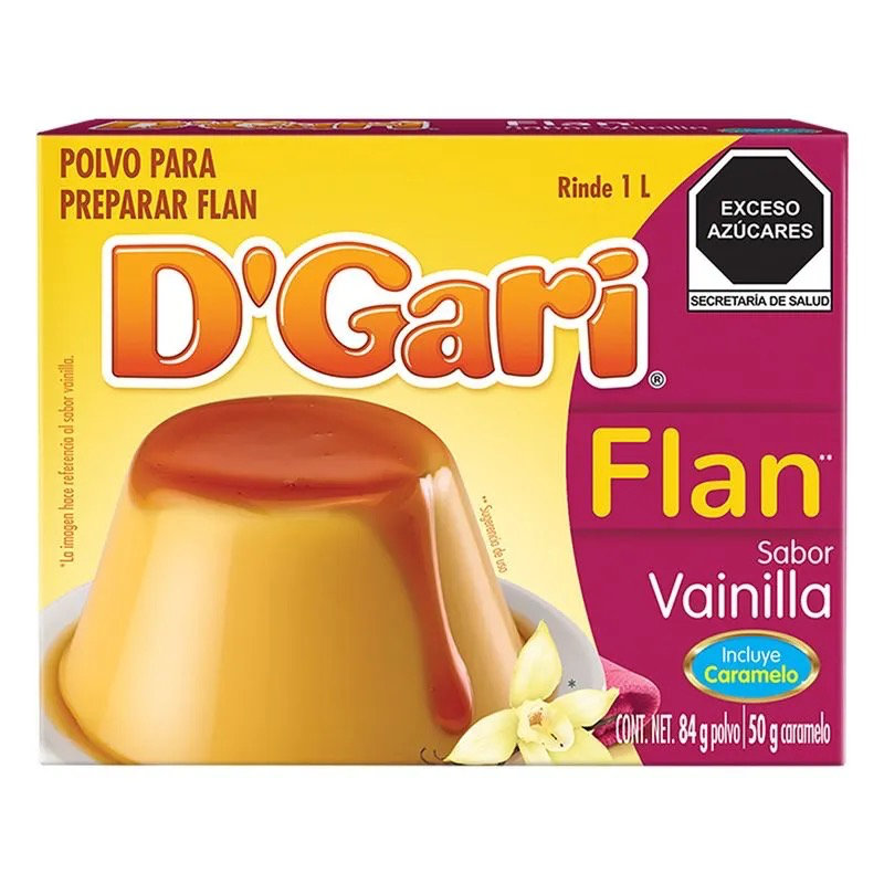 Polvo para Preparar Flan D´gari  Vainilla con Caramelo 84GRS