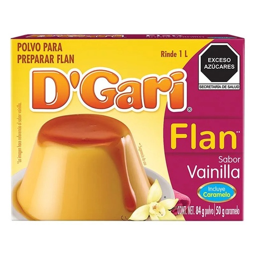 [PPPF-0872] Polvo para Preparar Flan D´gari  Vainilla con Caramelo 84GRS