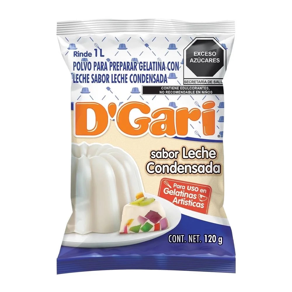 POLVO PARA PREPARAR GELATINA D´GARI SABOR LECHE CONDENSADA 120gr