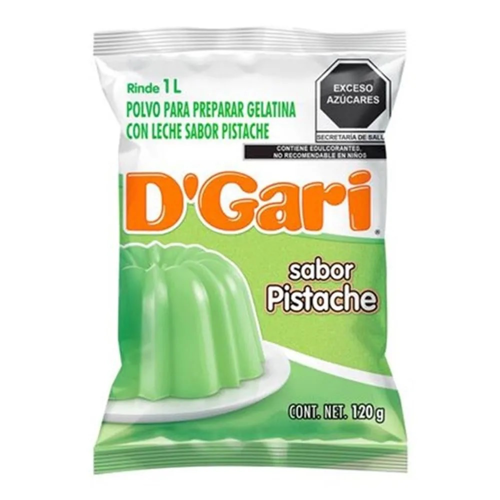 [POL-0031] POLVO PARA PREPARAR GELATINA D´GARI SABOR PISTACHE DE LECHE 120gr