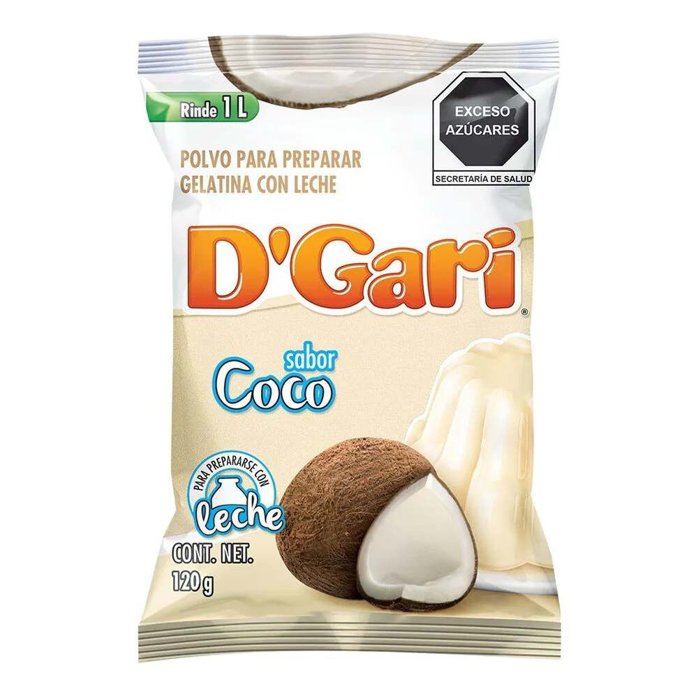 POLVO PARA PREPARAR GELATINA D´GARI SABOR COCO DE AGUA 120gr