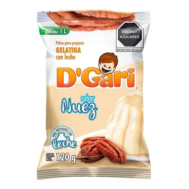 Polvo para Preparar Gelatina D´gari Sabor Nuez de Leche 120gr