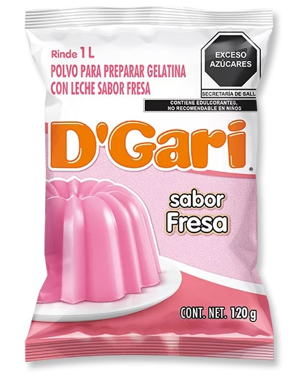 [POL-0019] POLVO PARA PREPARAR GELATINA D´GARI SABOR FRESA DE LECHE 120gr