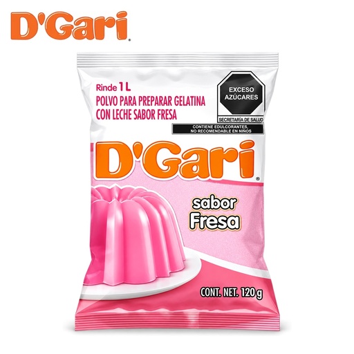 [POL-0019] Polvo para Preparar Gelatina D´gari Sabor Fresa de Leche 120gr