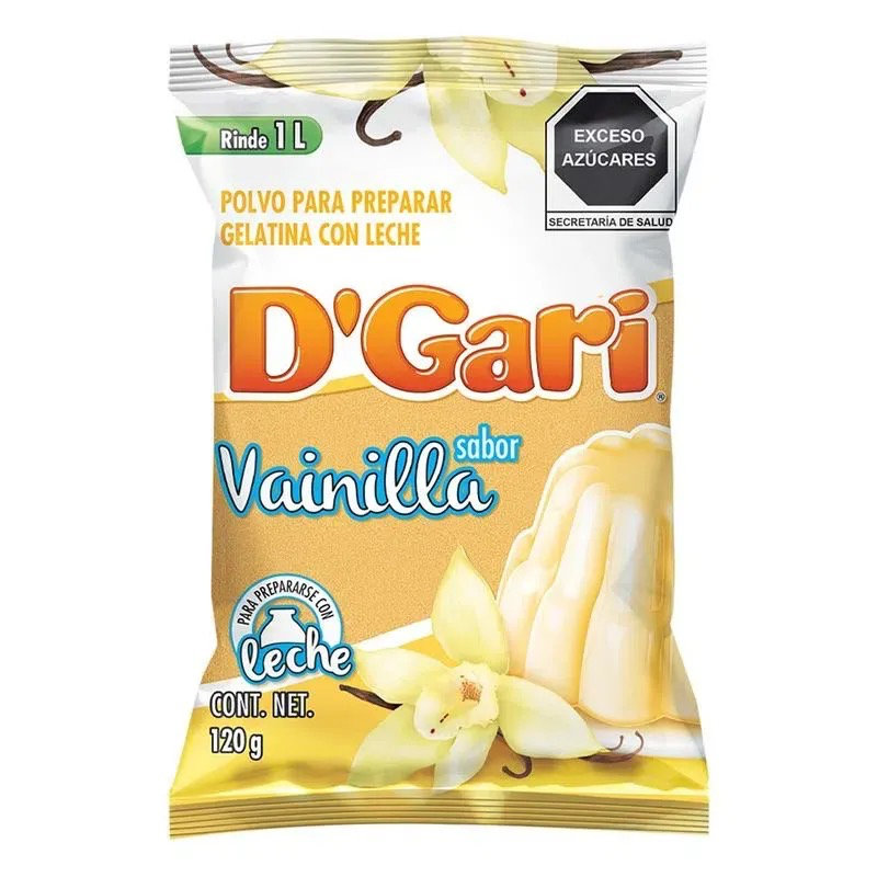 Polvo para Preparar Gelatina D´gari Sabor Vainilla de Leche 120gr