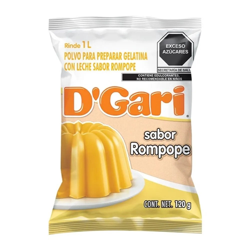 Polvo para Preparar Gelatina D´gari Sabor Rompope de Leche 120gr