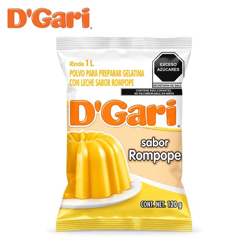 [POL-0034] Polvo para Preparar Gelatina D´gari Sabor Rompope de Leche 120gr