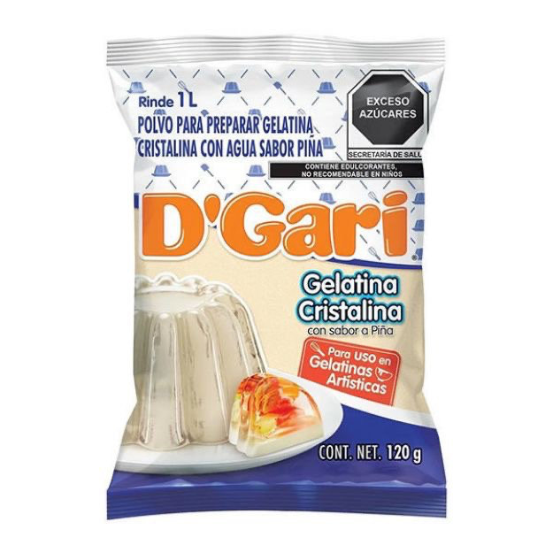 Polvo para Preparar Gelatina D´gari Sabor Piña de Agua Cristalina 120gr